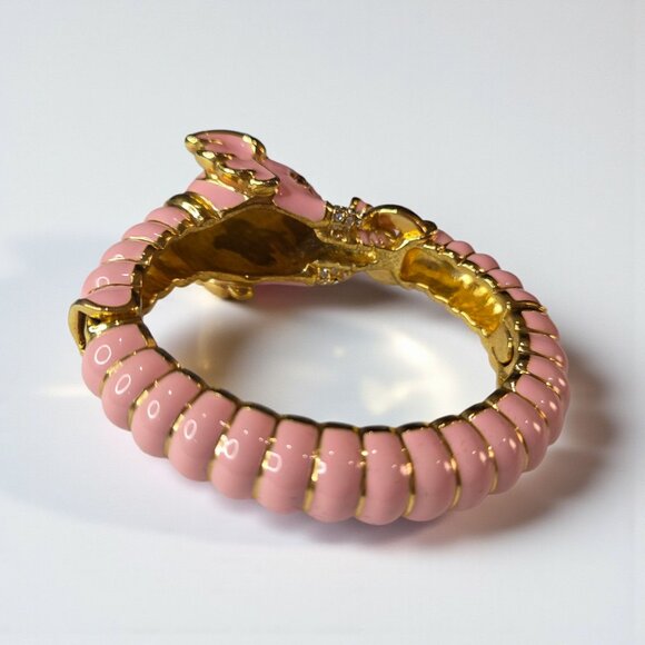 KENNETH LANE KJL Most Adorable Pink Elephant Enamel Turquoise Bangle Bracelet - Picture 5 of 7